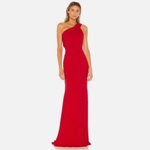 Jay Godfrey One Shoulder Red Crepe Gown | Formal Evening Maxi Dress Size 4